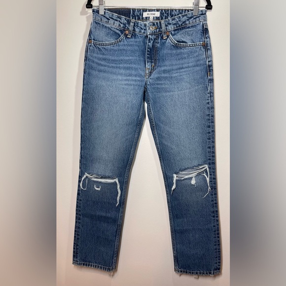 RE/DONE Jeans Women’s Size 26 70s Cigarette Straight Jeans in Destroyed Mar - Picture 1 of 12